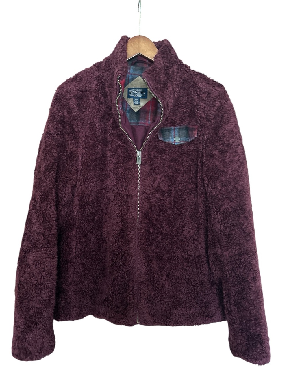 Pendleton Plush Half-Zip Teddy Jacket - Wine